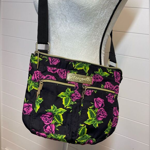 Betseyville Betsey Johnson Floral Crossbody Bag with Purple Roses - Picture 2 of 11